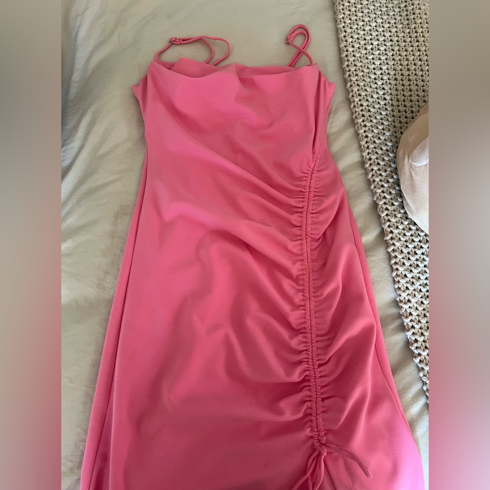 ZARA Draped Midi Dress Pink